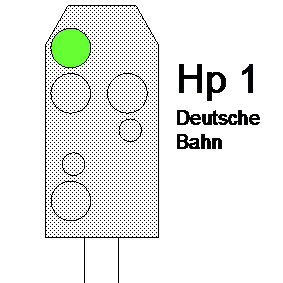 Lichtsperrsignal (Hauptsignal) in Hp1 Stellung. (Fahrt)